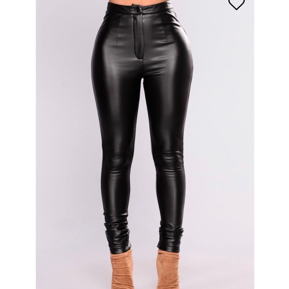 FASHION NOVA Black high rise faux leather